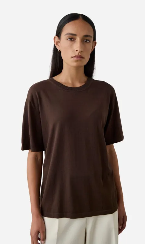 Laing | Short Sleeve Silk Blend Knit - Chocolate sold by Sister & Co