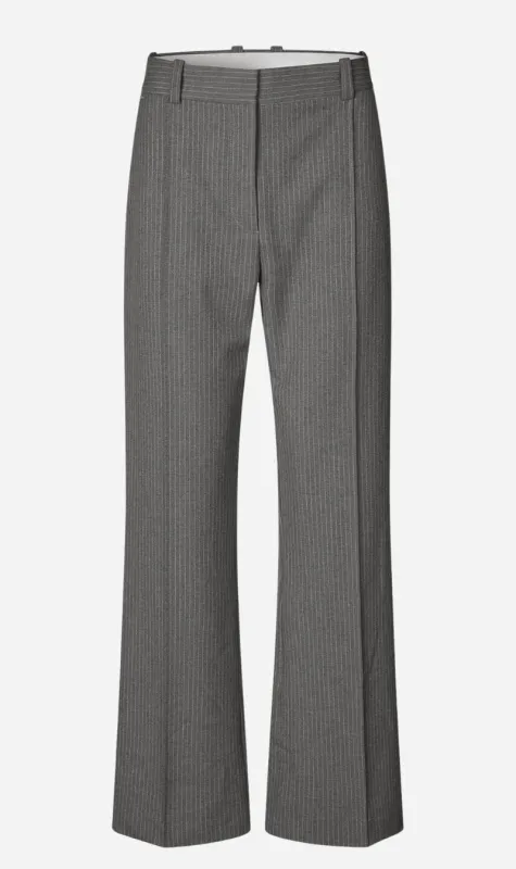 Samsoe Samsoe | Salot Trousers - Dark Gull Grey Pinstripe sold by Sister & Co