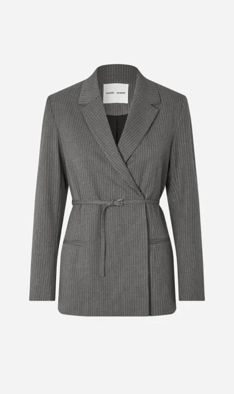 Samsoe Samsoe | Salot Blazer - Dark Gull Grey Pinstripe sold by Sister & Co