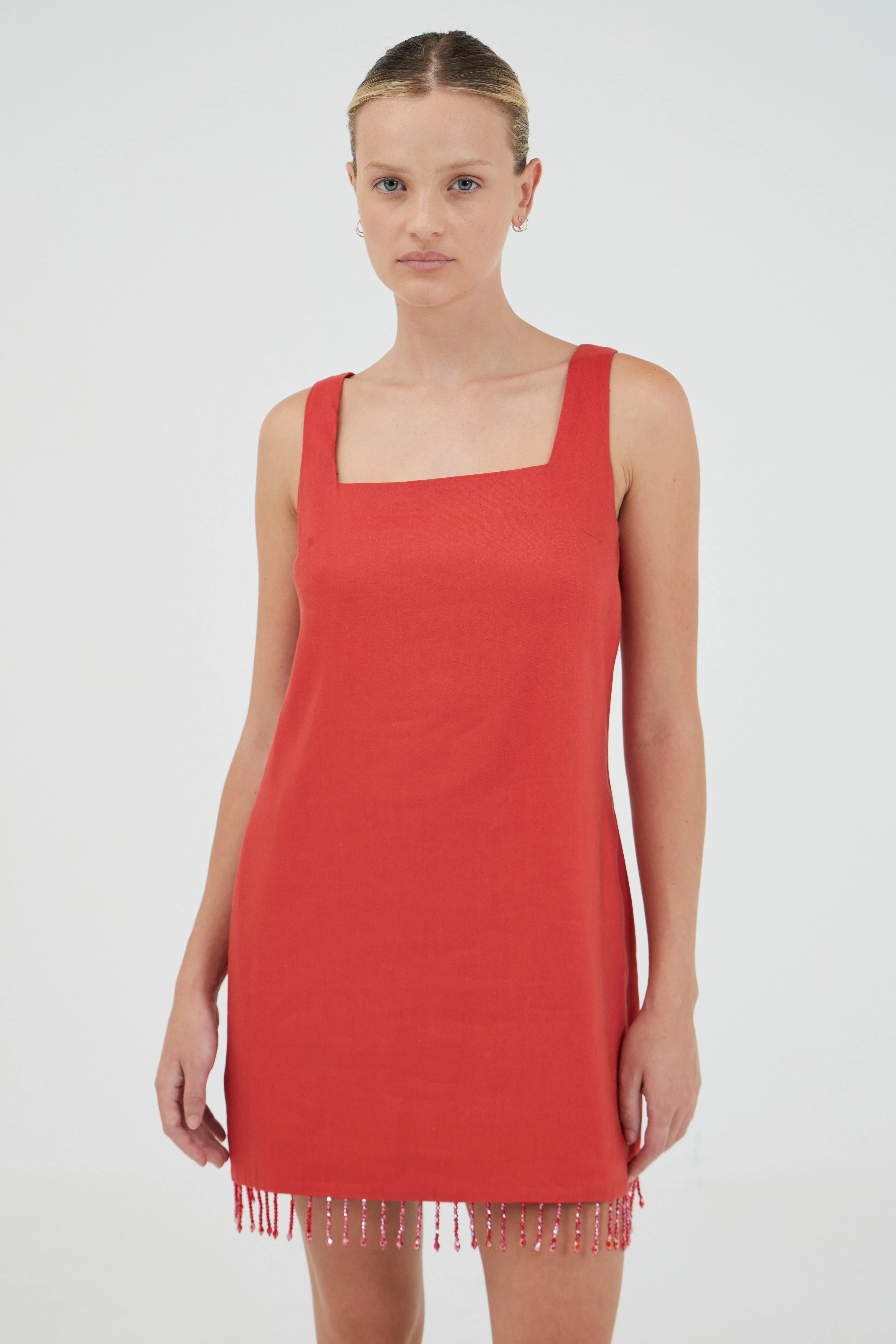 Third Form | Flame Linen Mini Dress - Grenadine sold by Sisters & Co product image thumbnail 2