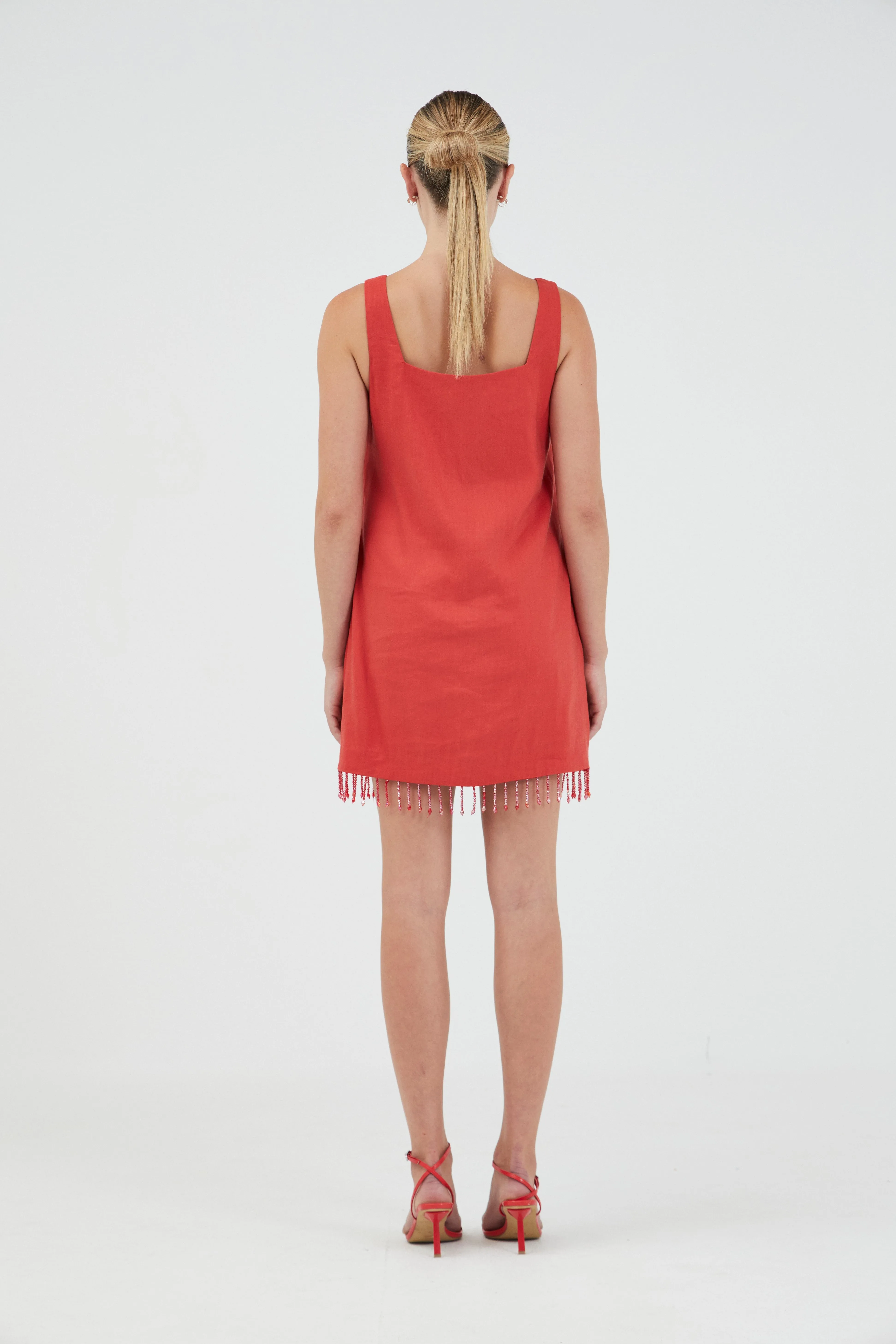 Third Form | Flame Linen Mini Dress - Grenadine sold by Sisters & Co product image thumbnail 5