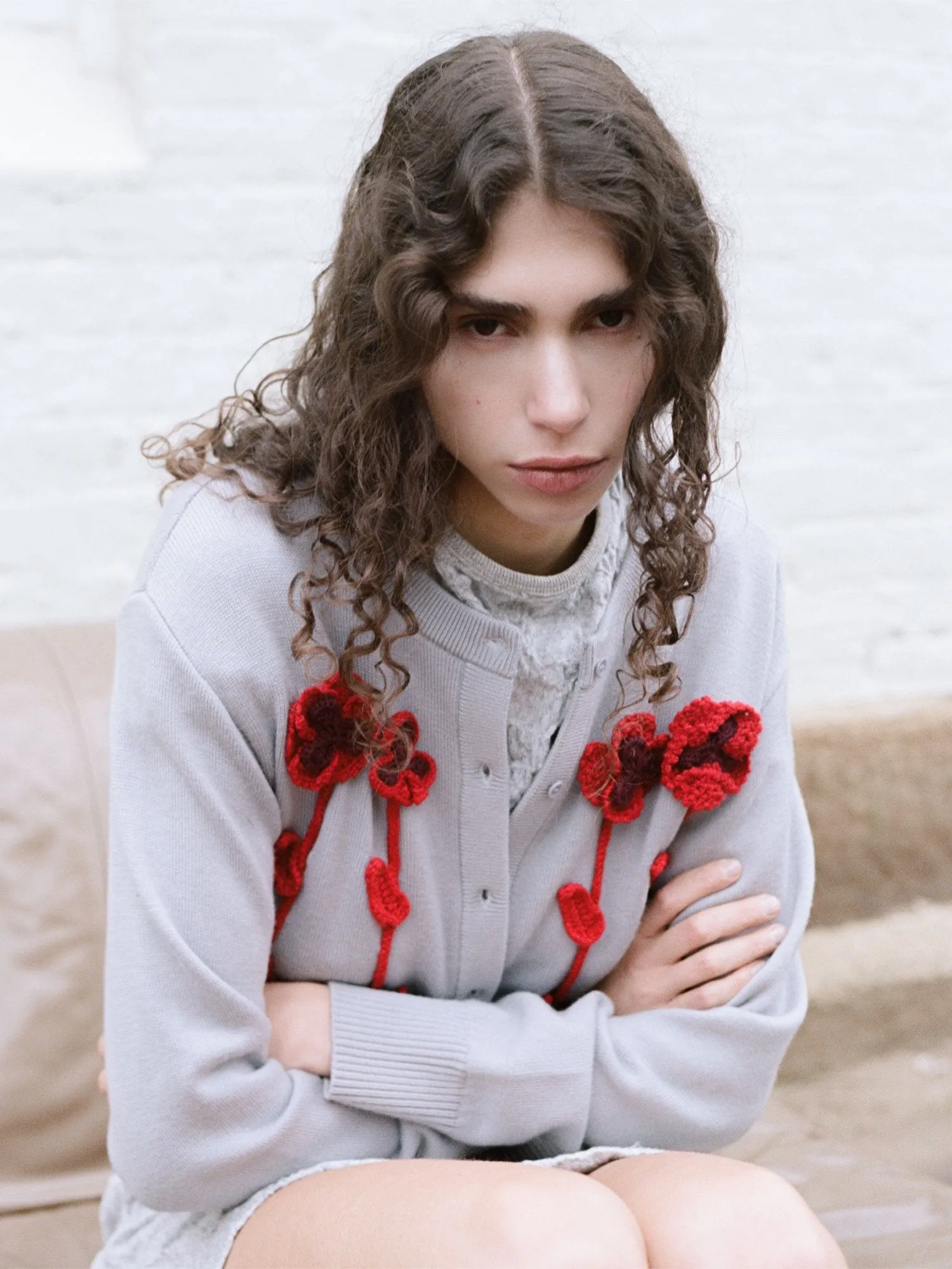 Wynn Hamlyn | Pansy Flower Cardigan - Grey sold by Sisters & Co product image thumbnail 4