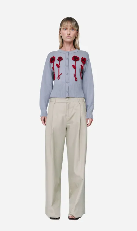 Wynn Hamlyn | Pansy Flower Cardigan - Grey sold by Sisters & Co