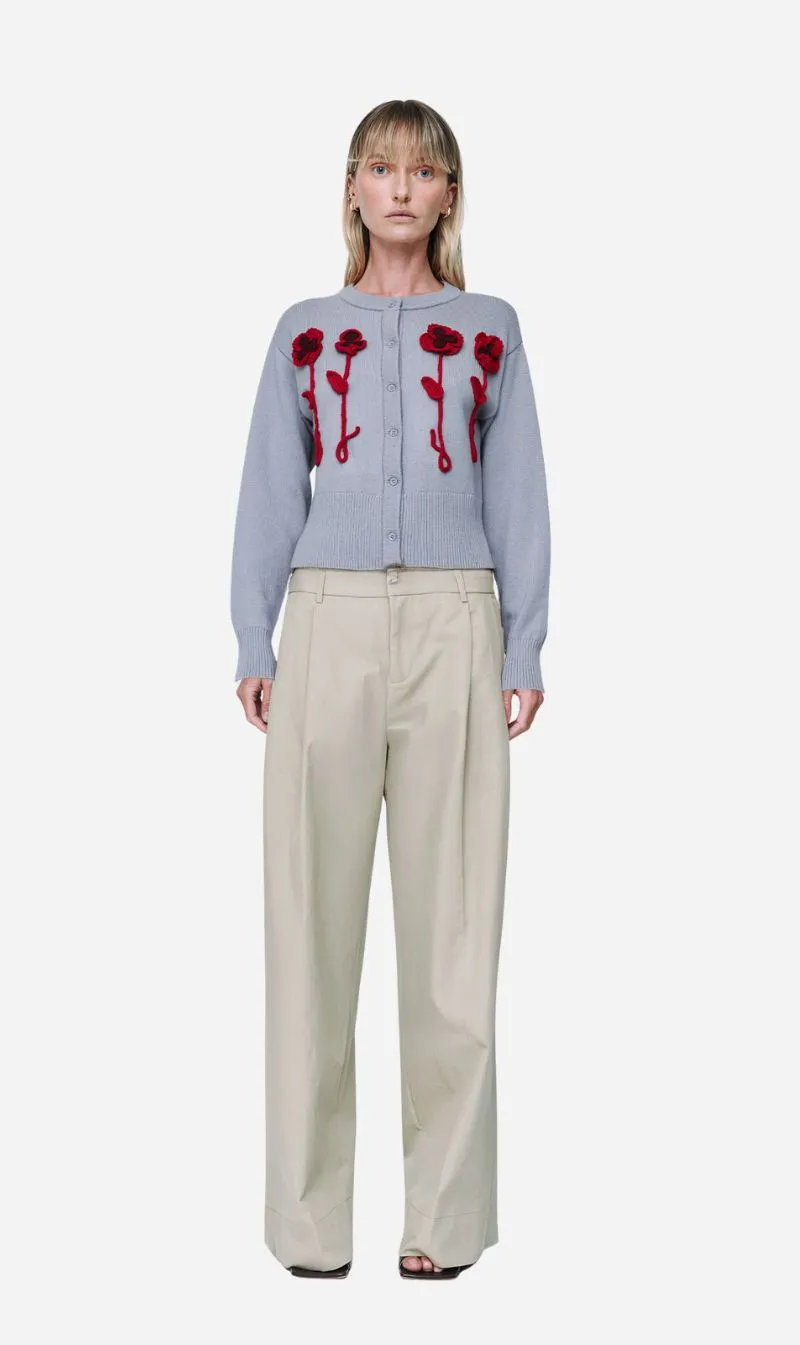 Wynn Hamlyn | Pansy Flower Cardigan - Grey sold by Sisters & Co