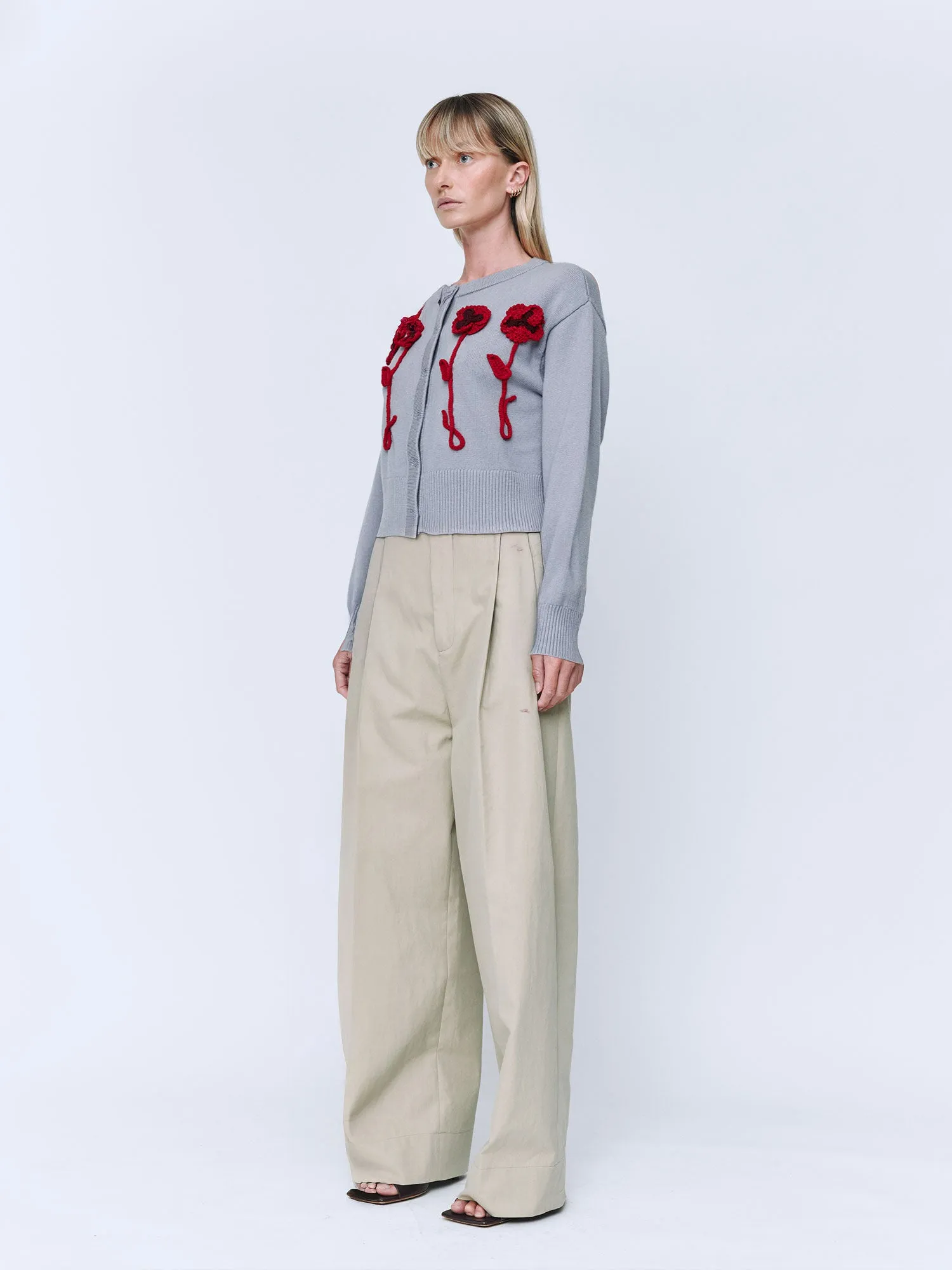 Wynn Hamlyn | Pansy Flower Cardigan - Grey sold by Sisters & Co product image thumbnail 2