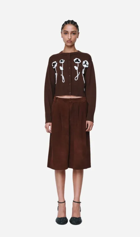 Wynn Hamlyn | Pansy Flower Cardigan - Chocolate sold by Sisters & Co