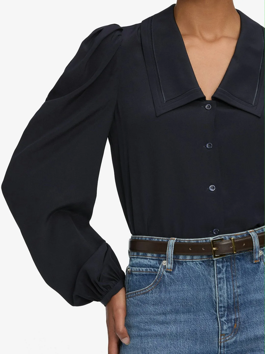 Frame Denim | The Long Sleeve Sailor Blouse - Navy sold by Sisters & Co product image thumbnail 4