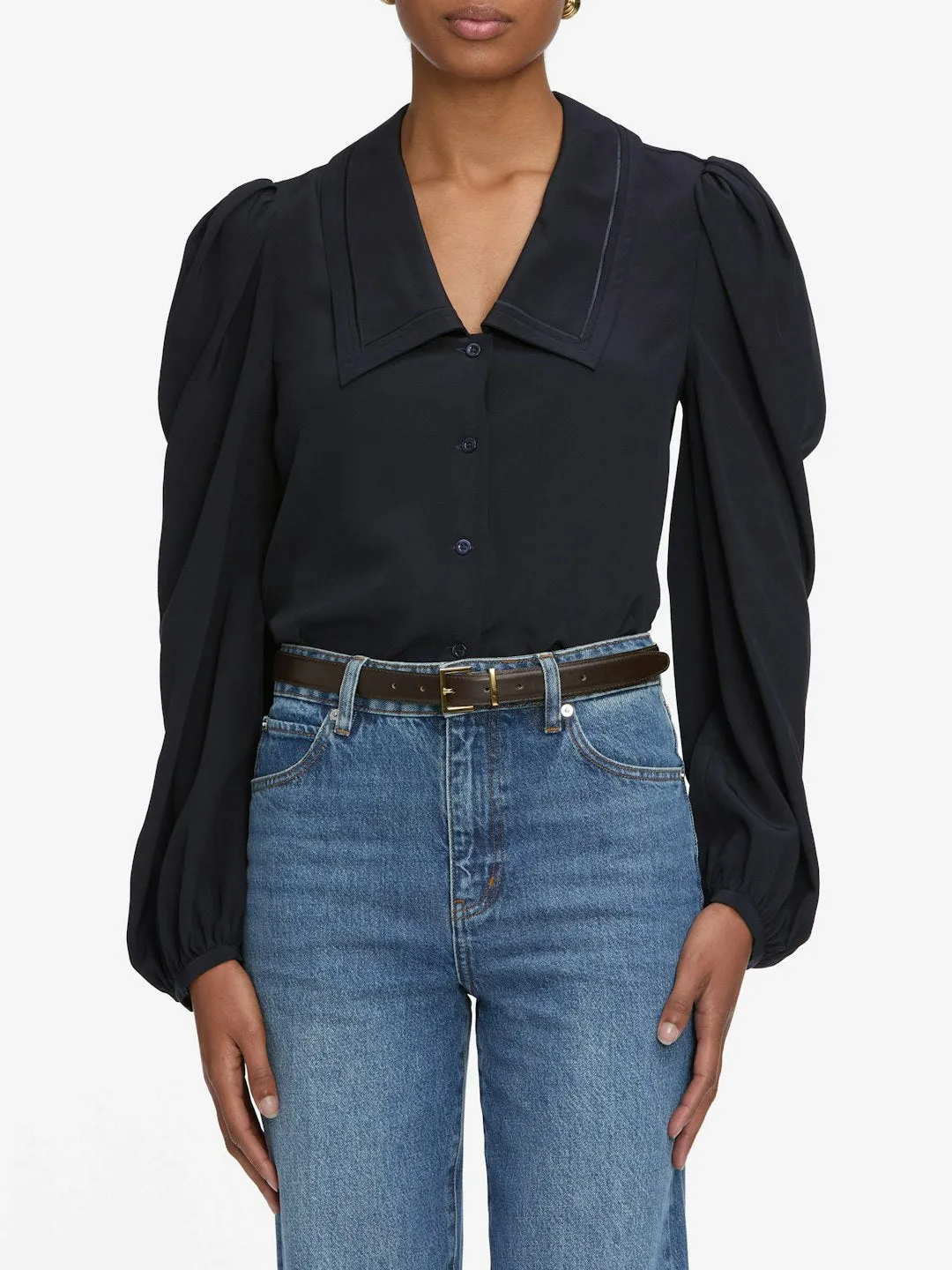 Frame Denim | The Long Sleeve Sailor Blouse - Navy sold by Sisters & Co product image thumbnail 2