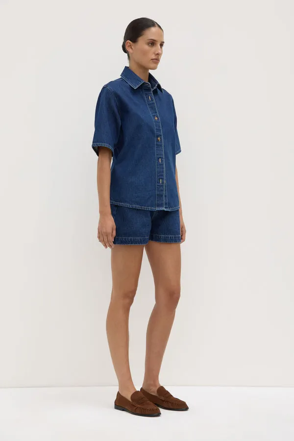 Assembly Label | Boxy Denim Short Sleeve Shirt - Heritage Blue sold by Sisters & Co product image thumbnail 3