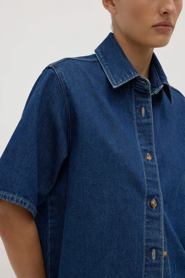Assembly Label | Boxy Denim Short Sleeve Shirt - Heritage Blue sold by Sisters & Co product image thumbnail 5