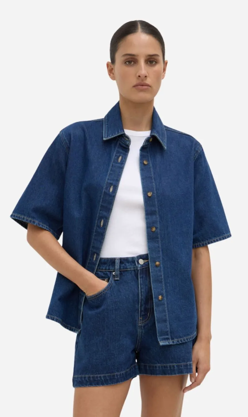 Assembly Label | Boxy Denim Short Sleeve Shirt - Heritage Blue sold by Sisters & Co