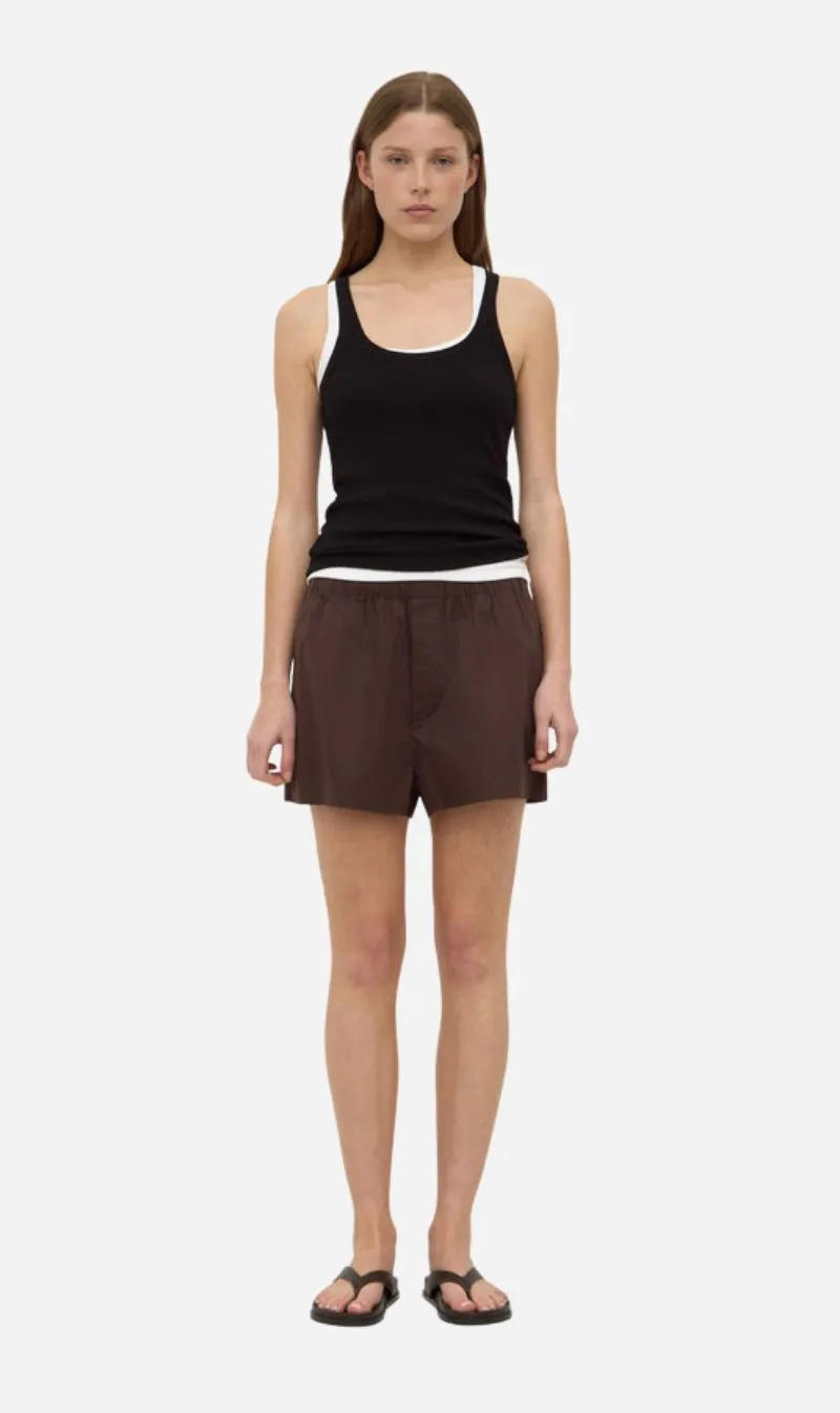 Assembly Label | Everyday Poplin Short - Ganache sold by Sisters & Co