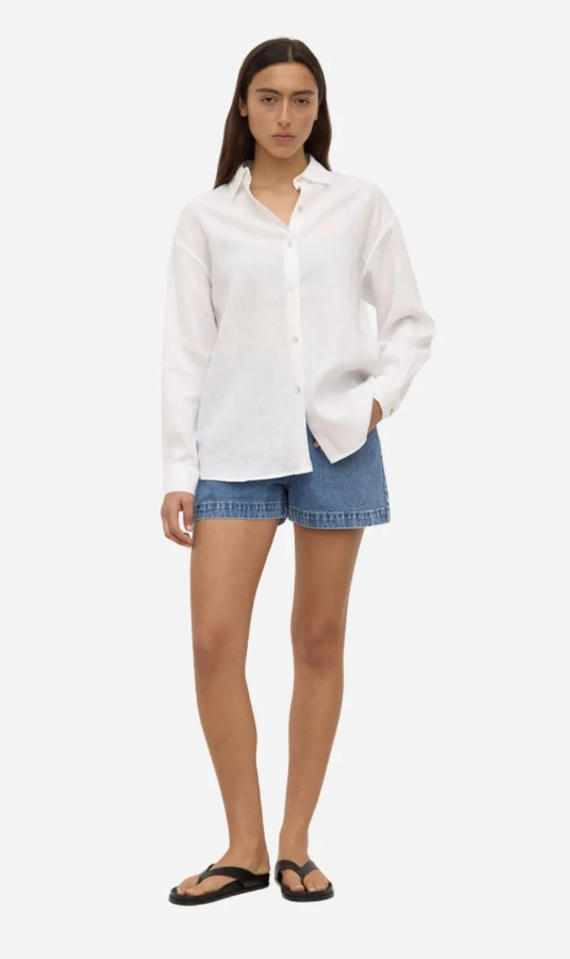 Assembly Label | Everyday Linen Long Sleeve Shirt- White sold by Sisters & Co