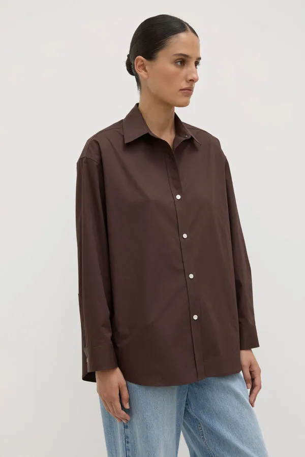 Assembly Label | Marigold Poplin Long Sleeve Shirt - Ganache sold by Sister & Co product image thumbnail 4