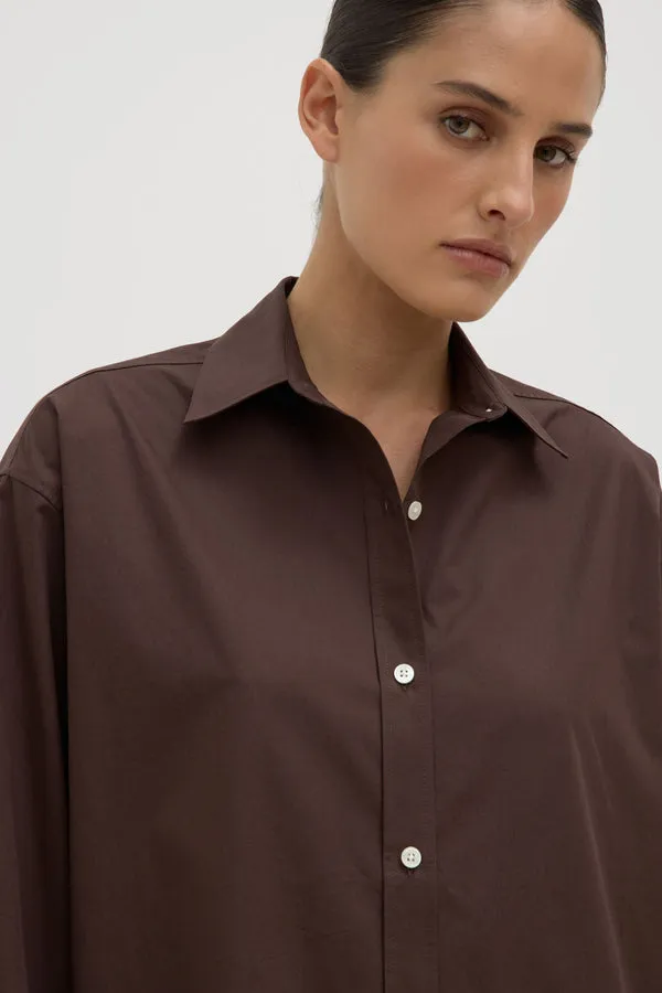 Assembly Label | Marigold Poplin Long Sleeve Shirt - Ganache sold by Sister & Co product image thumbnail 5