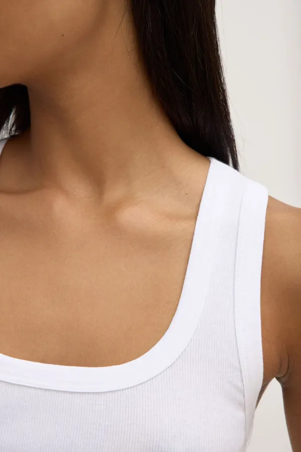 Assembly Label | Robyn Scoop Neck Rib Tank - White sold by Sisters & Co product image thumbnail 4