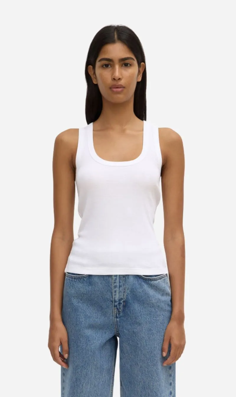 Assembly Label | Robyn Scoop Neck Rib Tank - White sold by Sisters & Co