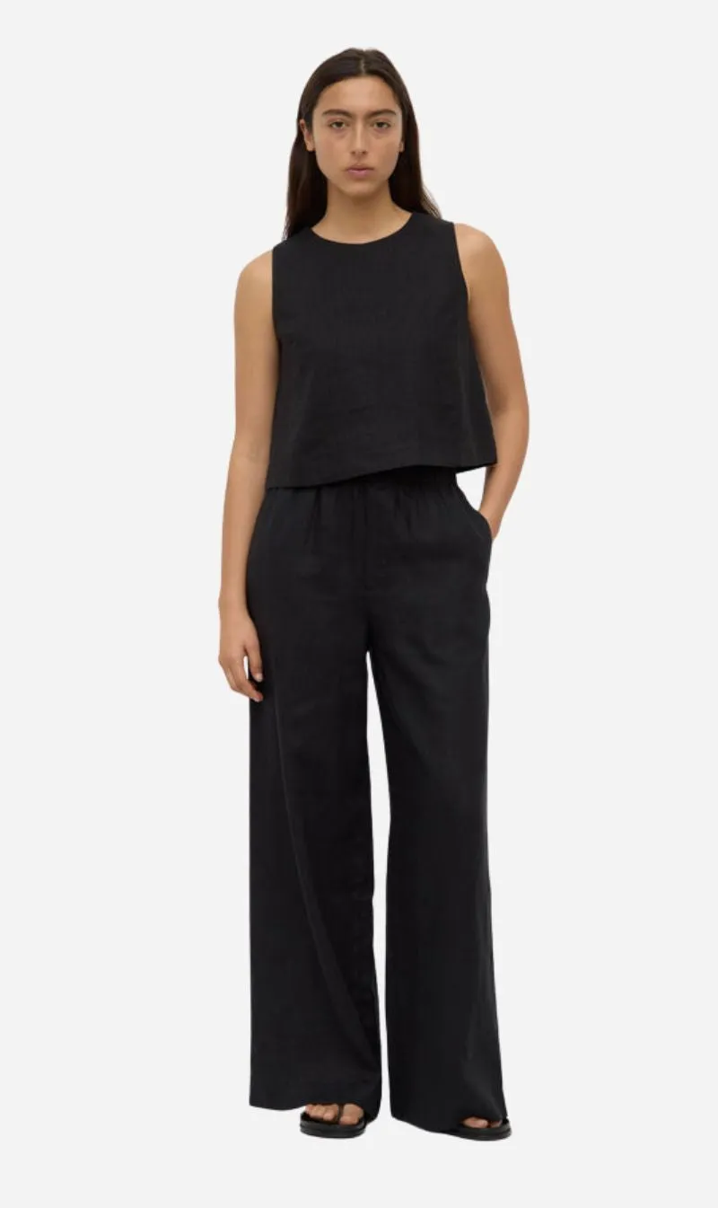 Assembly Label | Estelle Linen Top - Black sold by Sisters & Co
