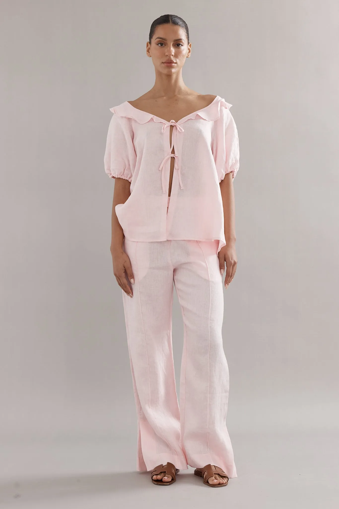 Caitlin Crisp | Little Darling Blouse - Pink Linen sold by Sisters & Co product image thumbnail 2