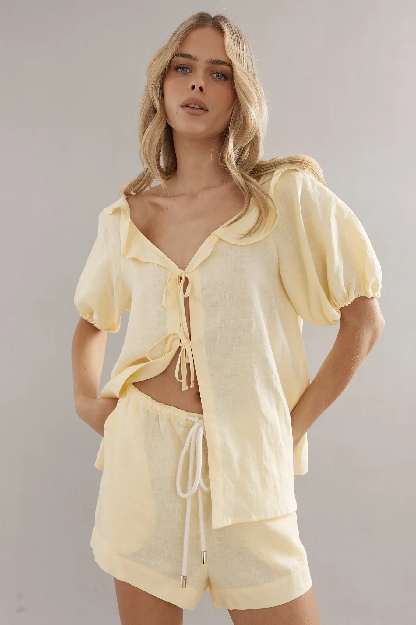 Caitlin Crisp | Juno Short - Yellow Linen sold by Sisters & Co product image thumbnail 4
