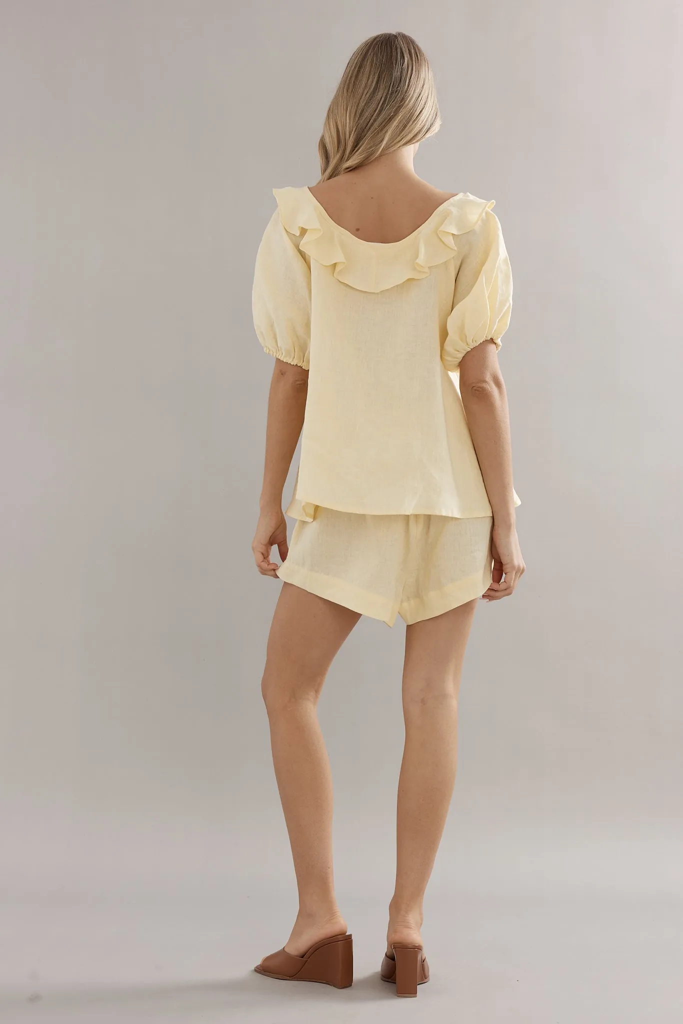 Caitlin Crisp | Juno Short - Yellow Linen sold by Sisters & Co product image thumbnail 3