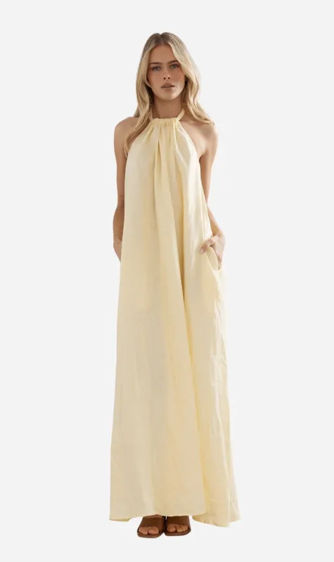 Caitlin Crisp | Bianca Dress - Yellow Linen sold by Sister & Co