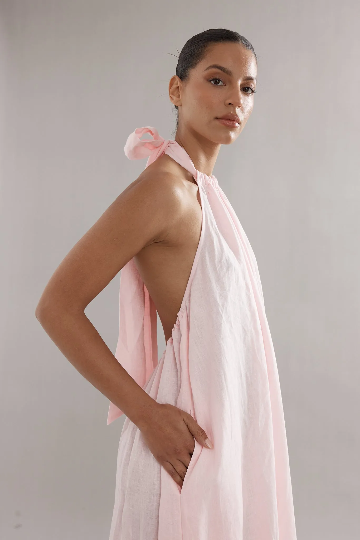 Caitlin Crisp | Bianca Dress - Pink Linen sold by Sisters & Co product image thumbnail 5