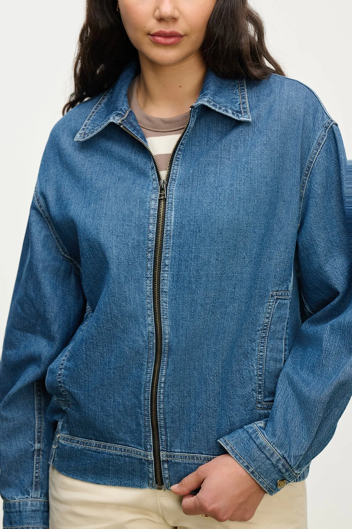 Velvet | Porter Denim Zip Up Jacket - Classic sold by Sisters & Co product image thumbnail 3