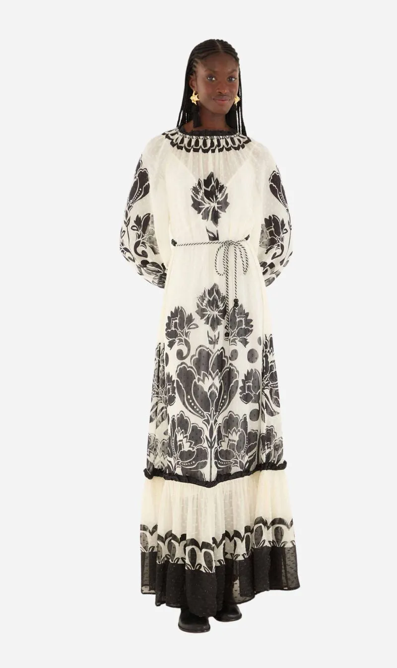 Farm Rio | Maxi Dress - Floral Arabesque Cream sold by Sisters & Co