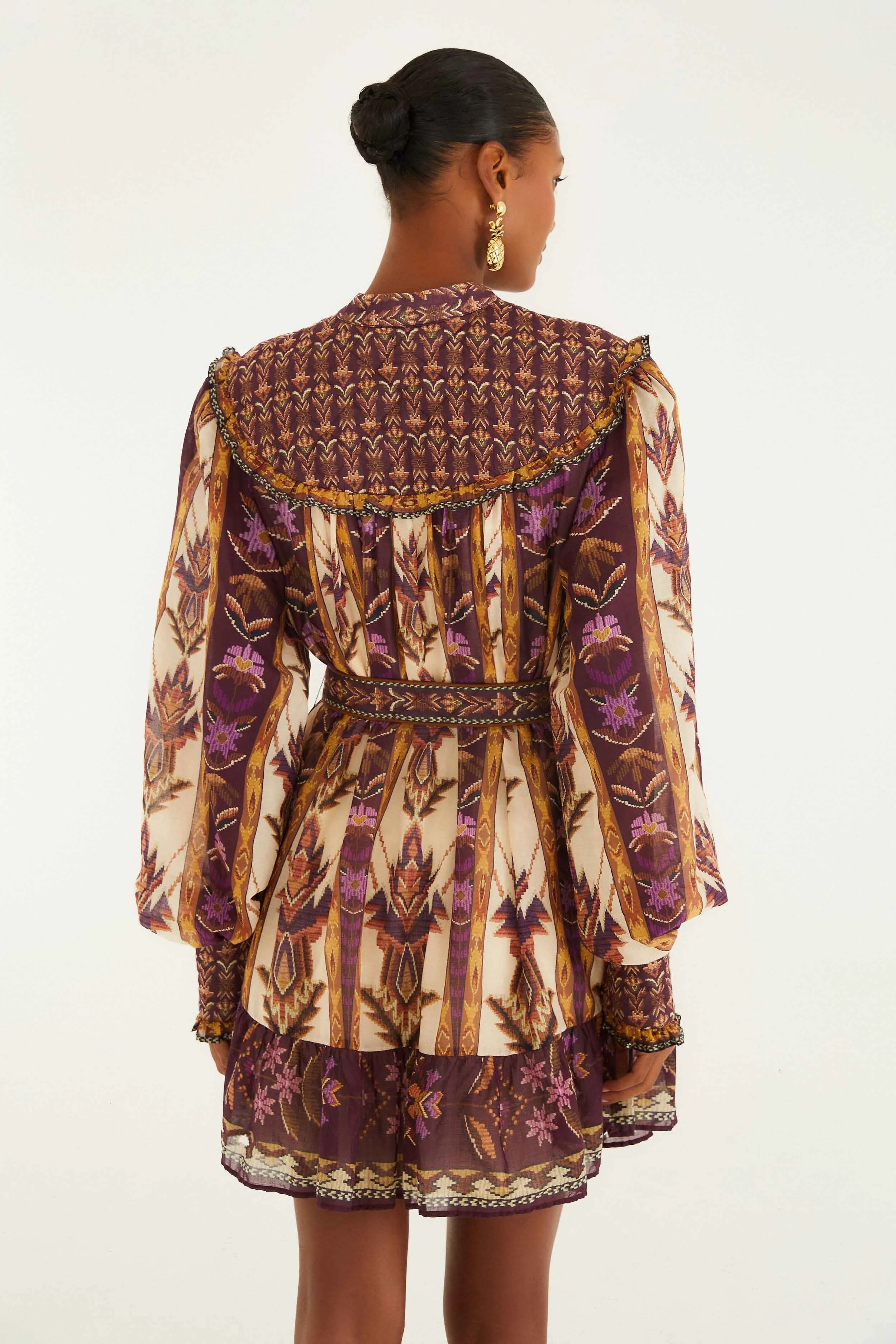 Farm Rio | Long Sleeve Mini Dress - Embroidered Tapestry Sand sold by Sisters & Co product image thumbnail 4