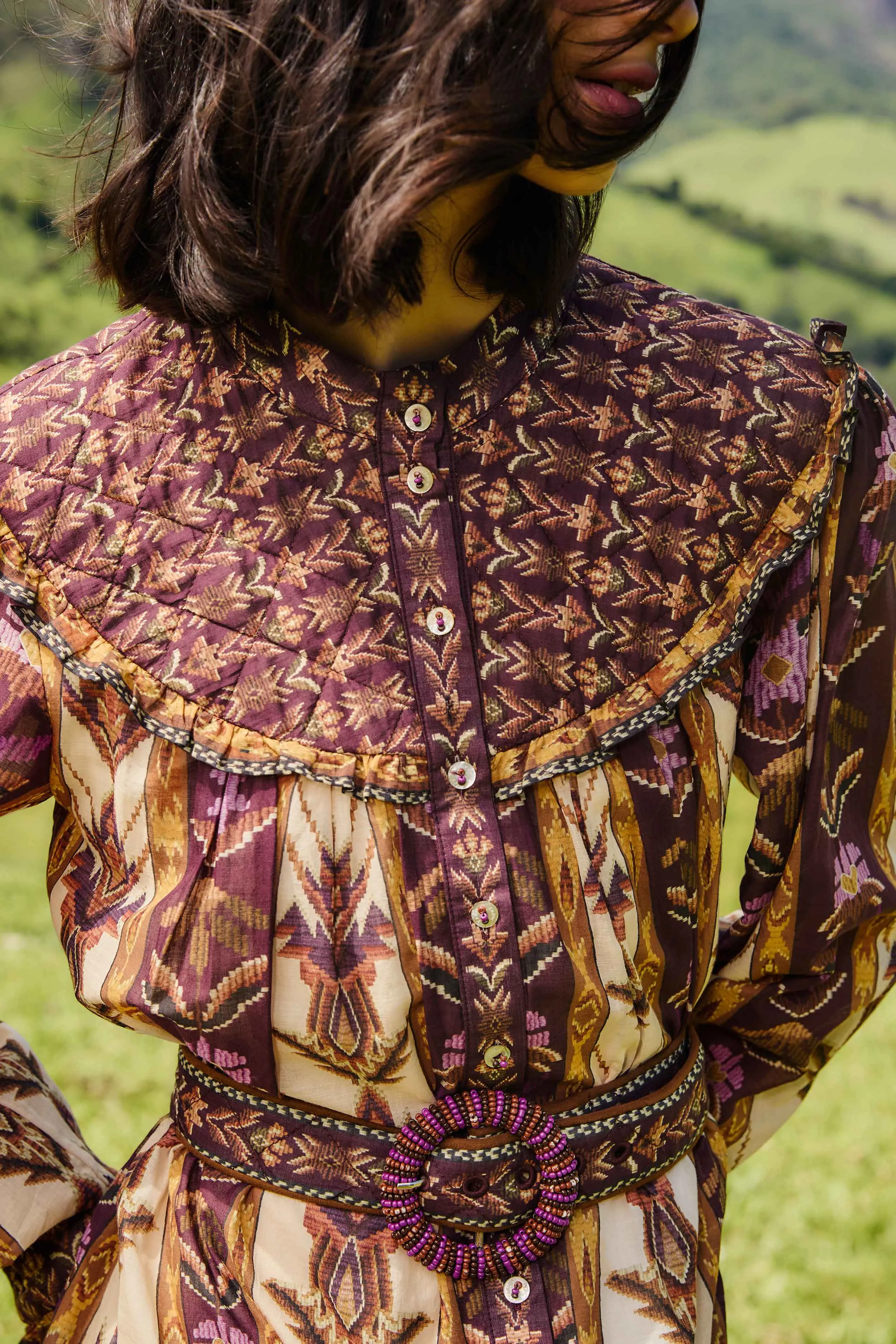 Farm Rio | Long Sleeve Mini Dress - Embroidered Tapestry Sand sold by Sisters & Co product image thumbnail 3