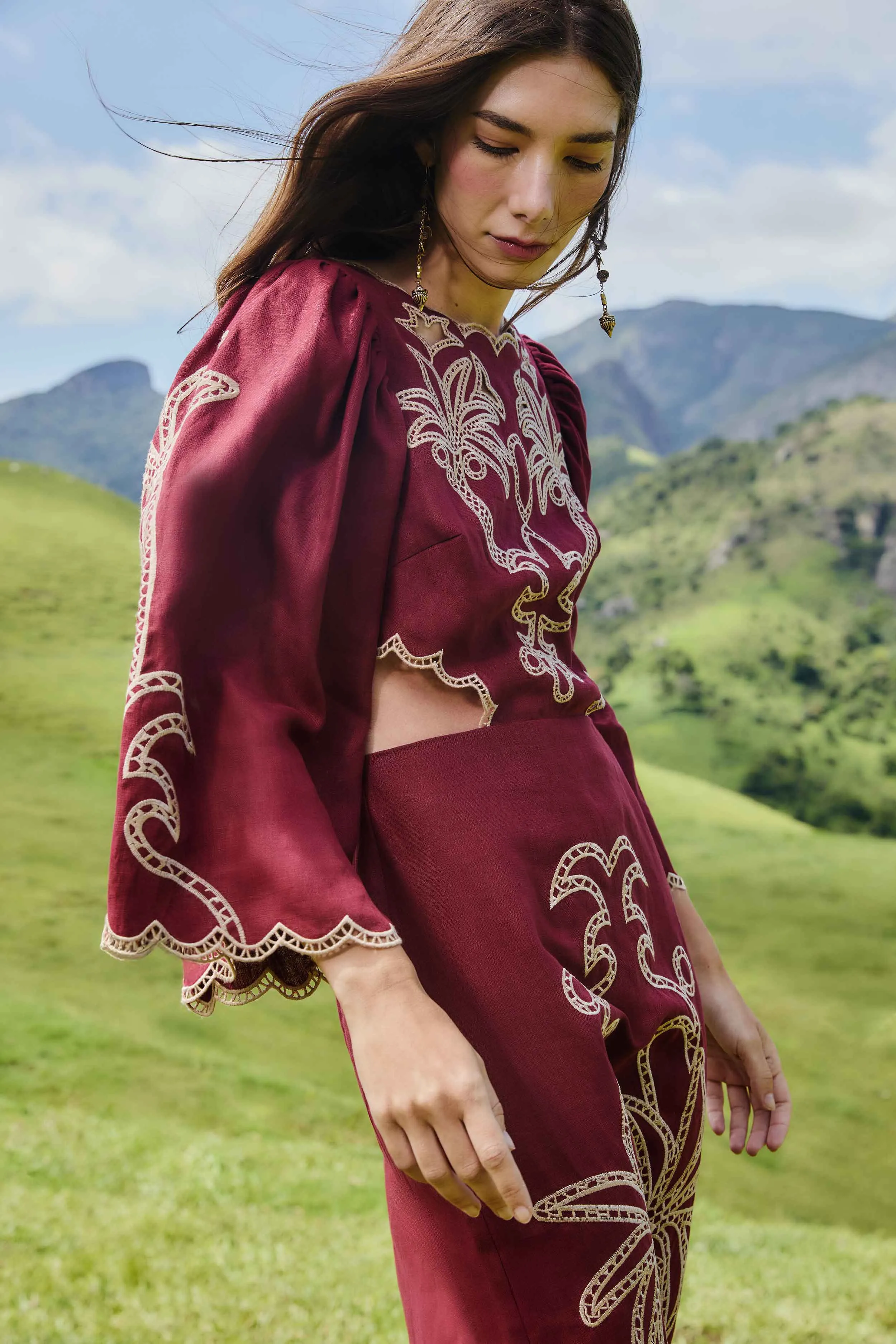 Farm Rio | VT Maxi Artesanal Brasil - Burgundy sold by Sisters & Co product image thumbnail 4