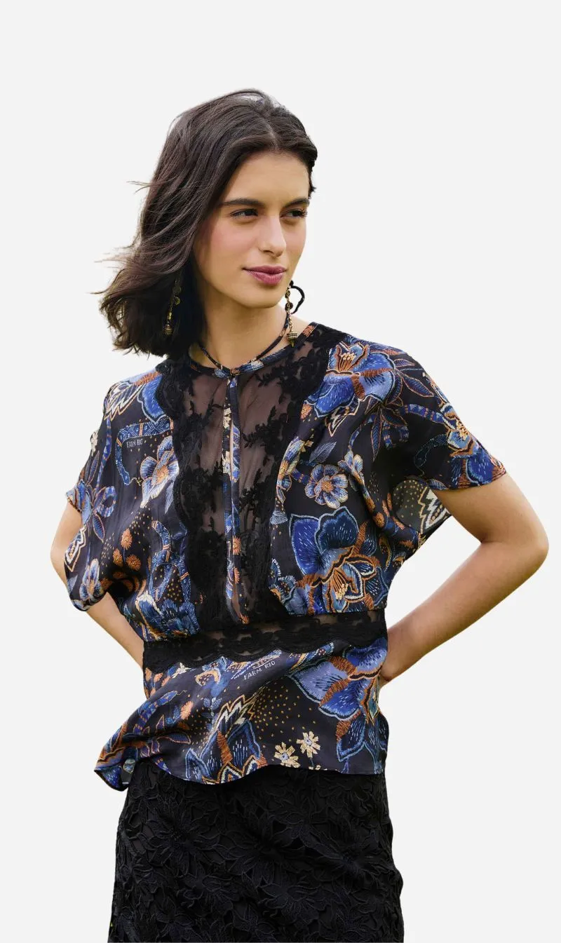 Farm Rio | Blouse - Snakes Bouquet Black sold by Sister & Co