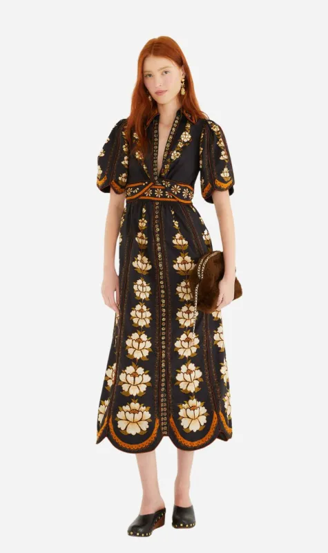 Farm Rio | Mini Dress Embroidered Flowers - Black sold by Sister & Co