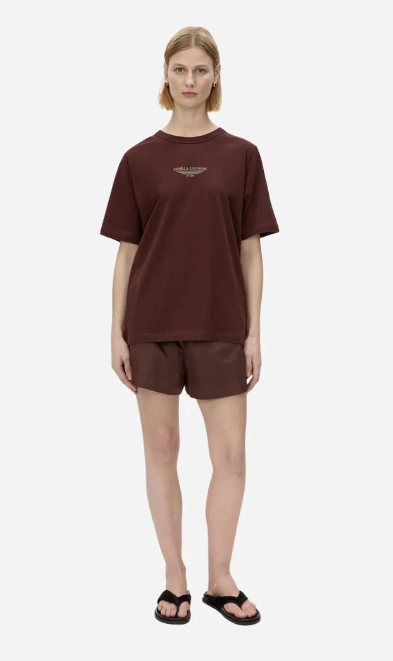 Camilla and Marc | Janice Logo Tee - Chocolate sold by Sisters & Co