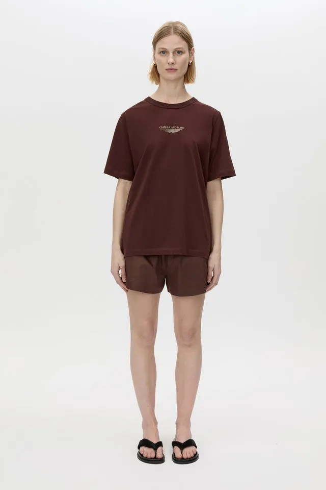 Camilla and Marc | Janice Logo Tee - Chocolate sold by Sisters & Co product image thumbnail 5
