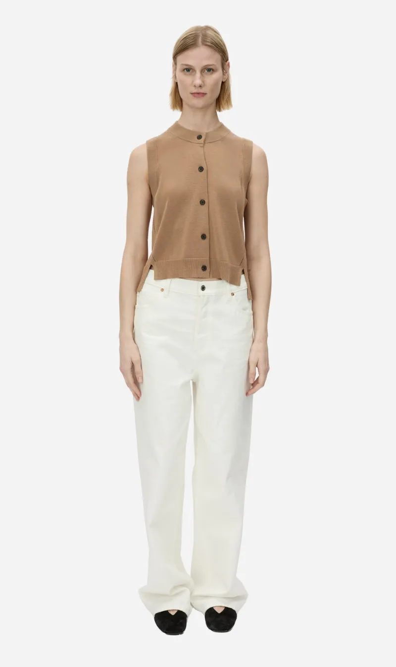 Camilla and Marc | Cardinal Sleeveless Cardigan - Tan sold by Sisters & Co
