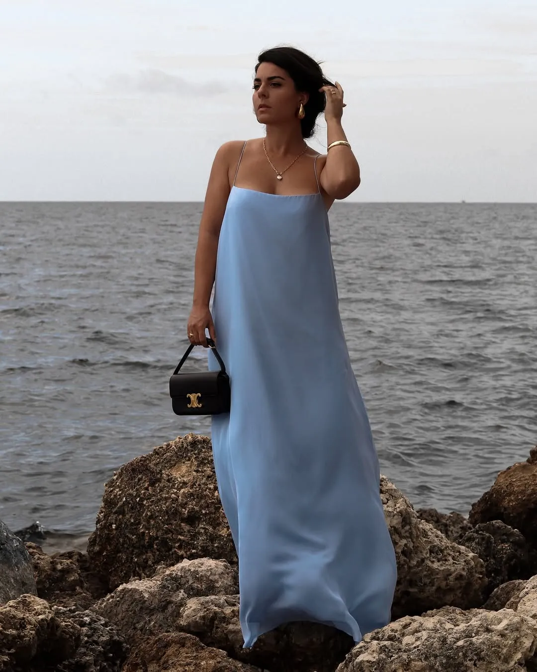Bondi Born | Capri Silk Chiffon Cami Dress - Sky sold by Sisters & Co product image thumbnail 2