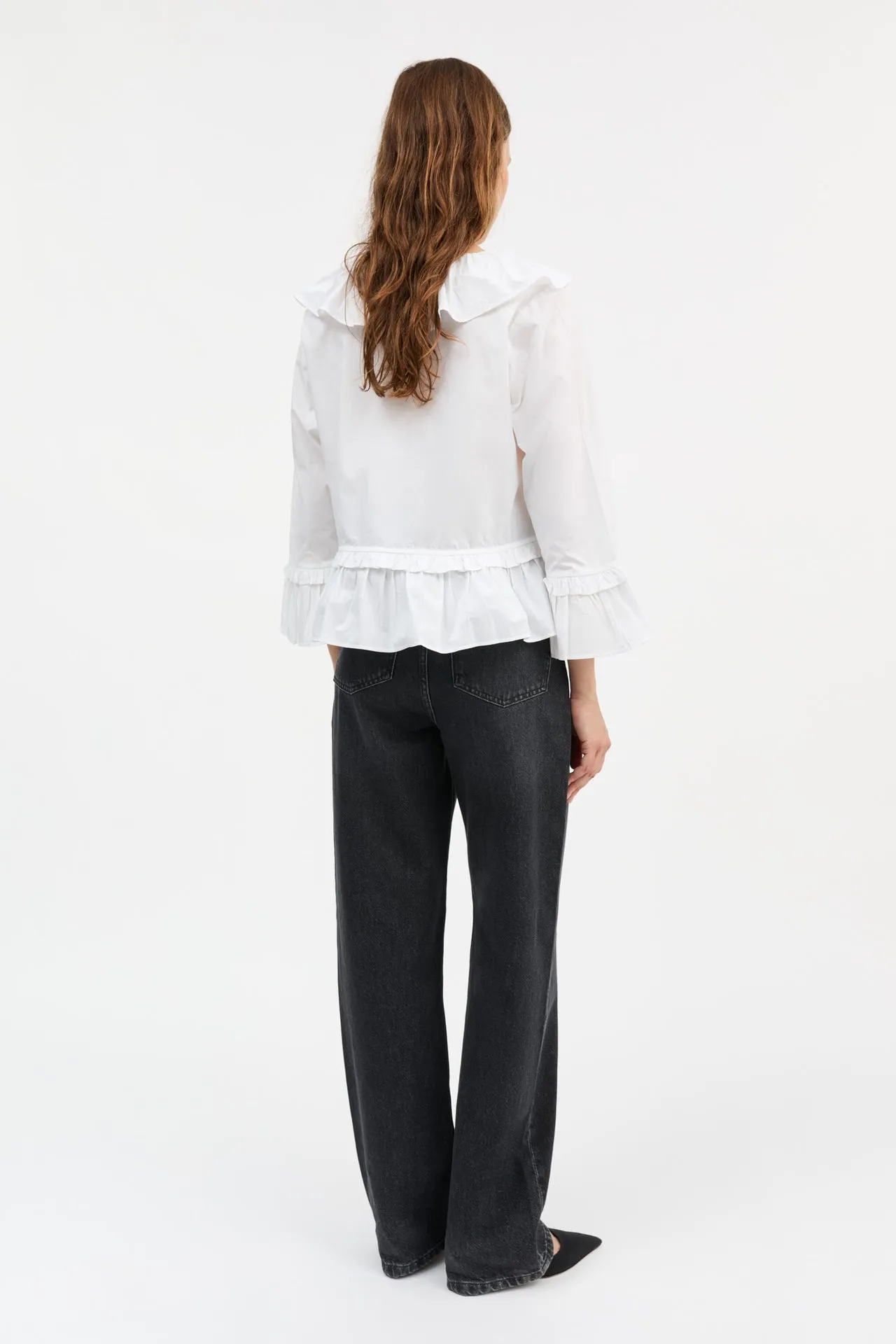 Skall Studio | Rimini Flounce Blouse - Optic White sold by Sisters & Co product image thumbnail 3