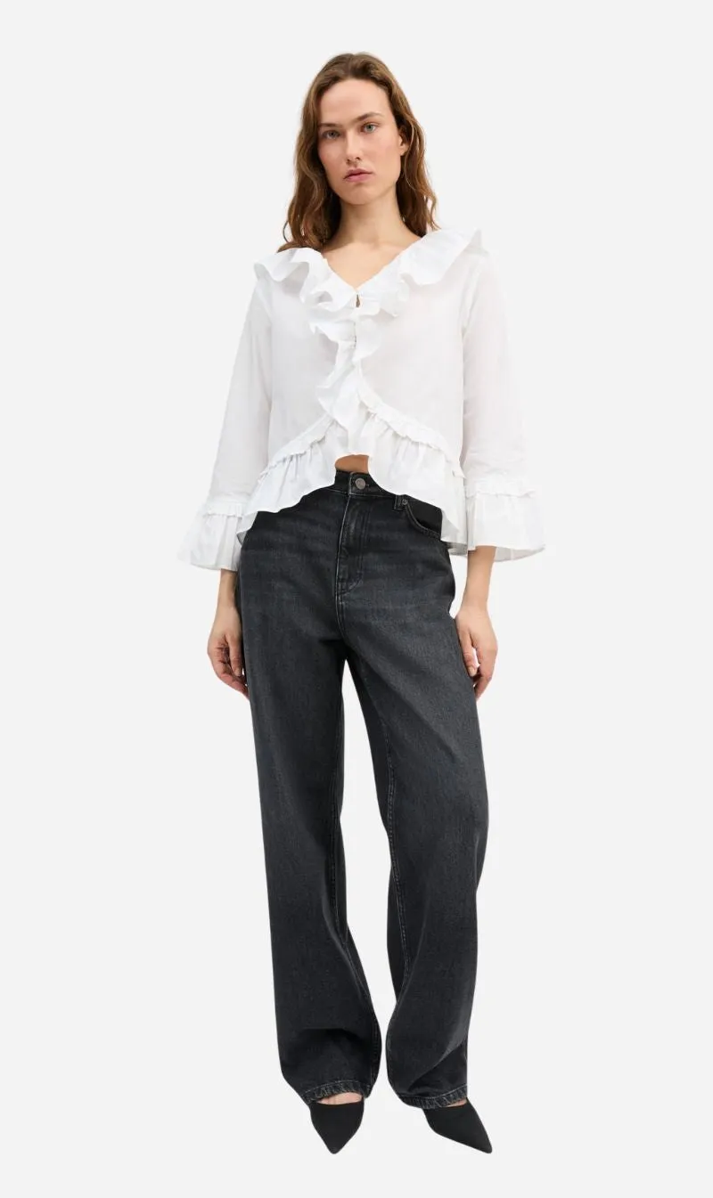 Skall Studio | Rimini Flounce Blouse - Optic White sold by Sisters & Co