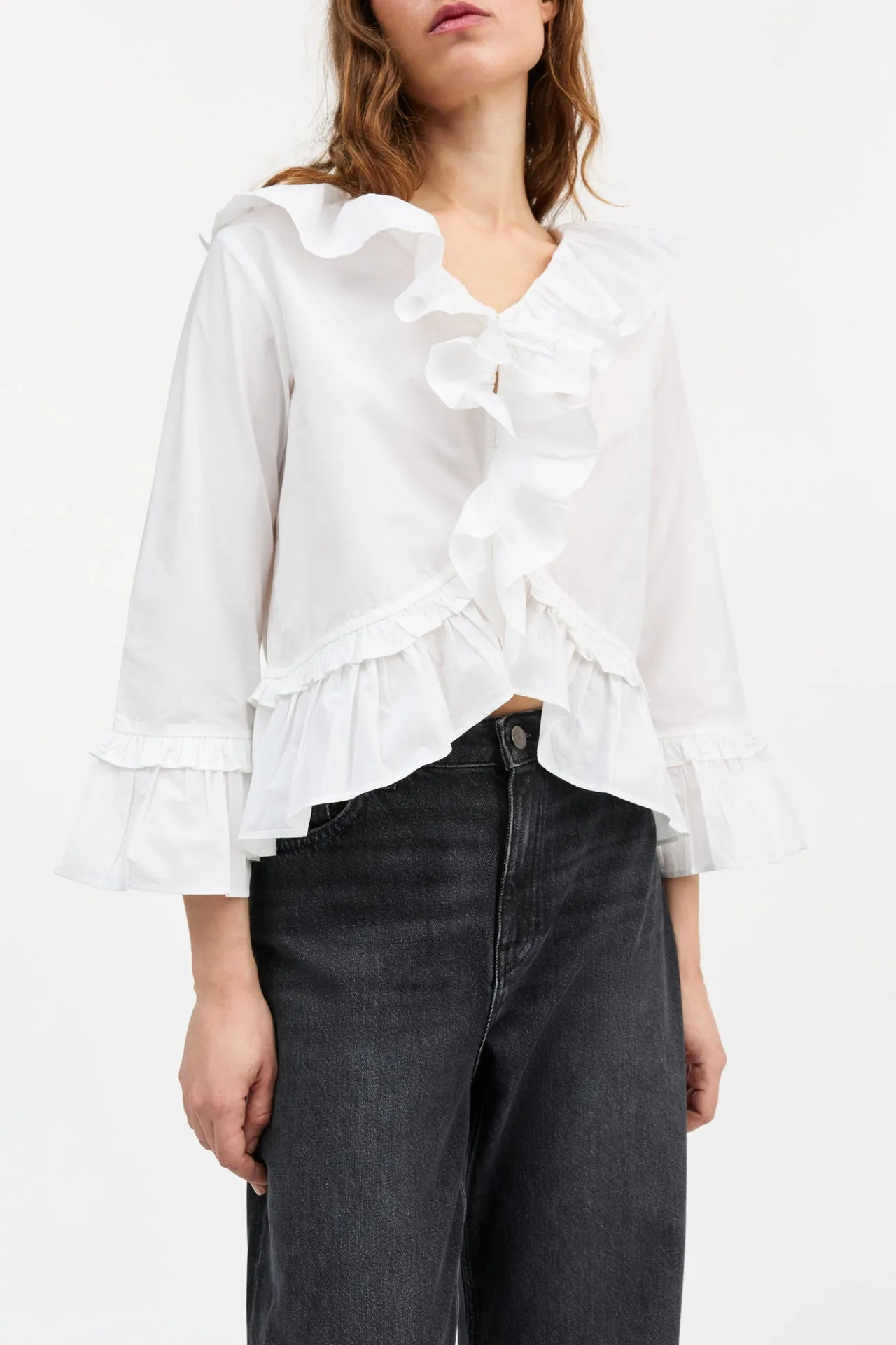 Skall Studio | Rimini Flounce Blouse - Optic White sold by Sisters & Co product image thumbnail 2