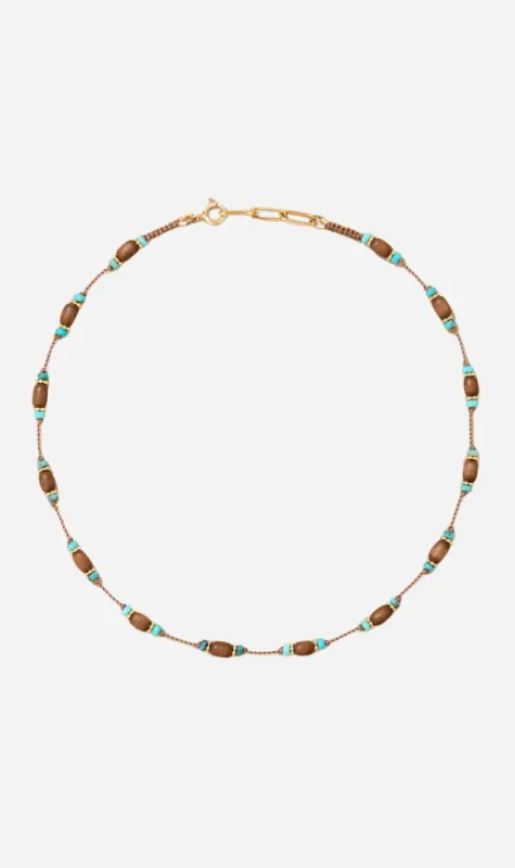 Tityaravy | Padma Necklace -  Wood & Turquoise sold by Sister & Co