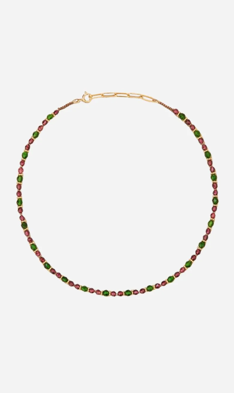 Tityaravy | Tevy Necklace - Rhodolite Garnet/Chrome Diopside sold by Sisters & Co