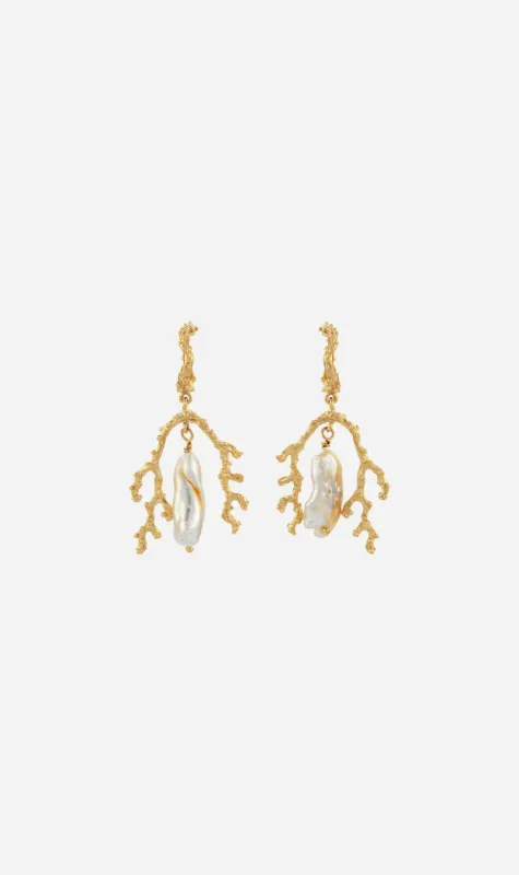 Zoe & Morgan | Mutiara Earrings - Gold/Keshi Pearl sold by Sister & Co