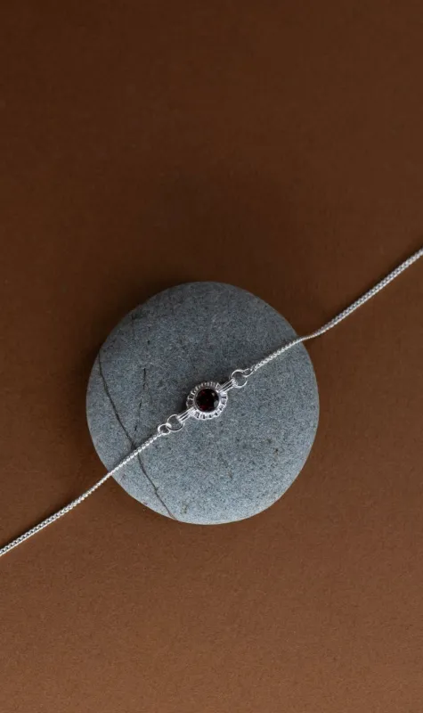 Zoe & Morgan | Odette Bracelet - Silver/Round Garnet sold by Sisters & Co