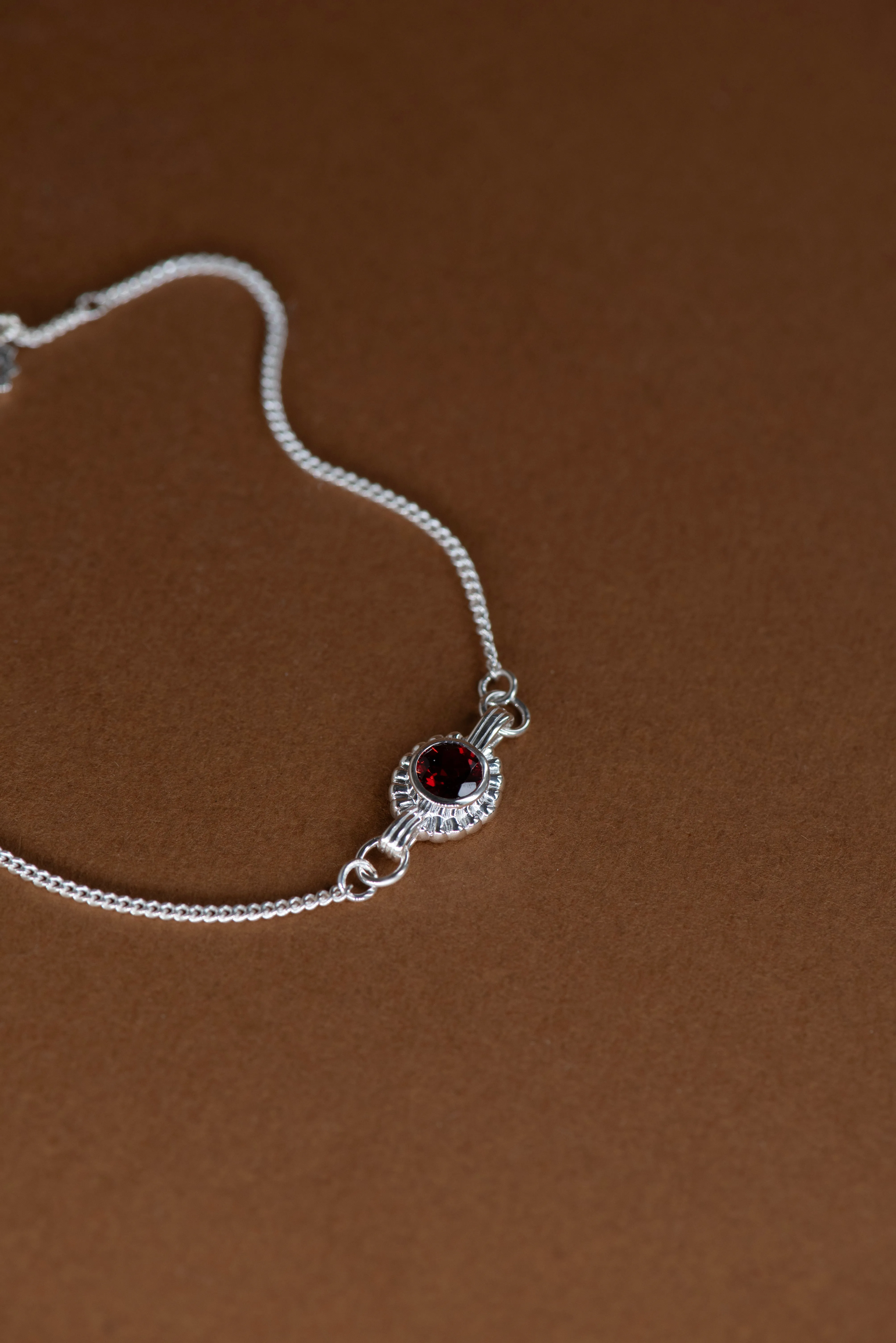 Zoe & Morgan | Odette Bracelet - Silver/Round Garnet sold by Sisters & Co product image thumbnail 3