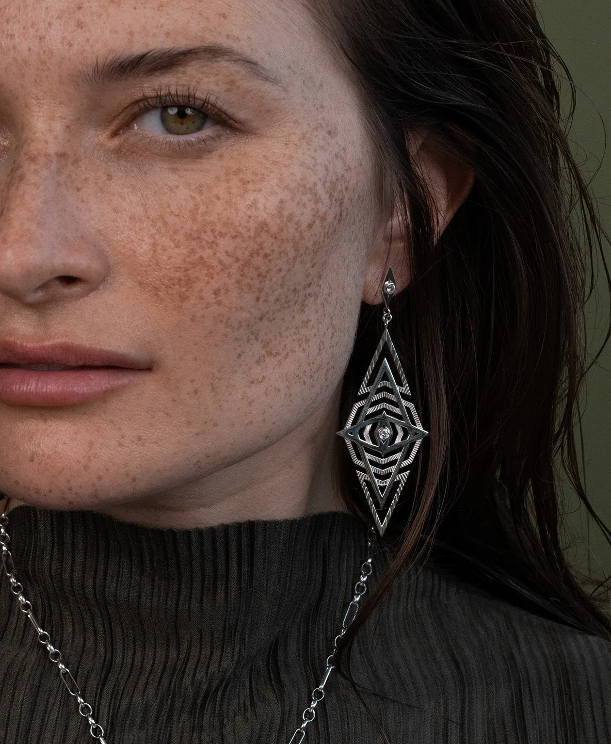 Zoe & Morgan | Volcano Earrings - Silver/White Topaz sold by Sisters & Co product image thumbnail 2