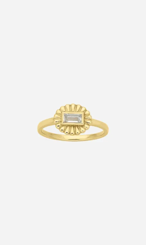 Zoe & Morgan | Odette Ring - Gold/Baguette White Topaz sold by Sister & Co