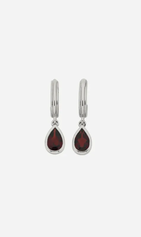 Zoe & Morgan | Ophelia Hoops - Silver/Pear Garnet sold by Sister & Co