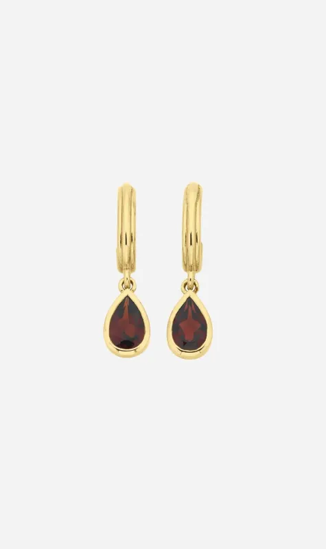 Zoe & Morgan | Ophelia Hoops - Gold/Pear Garnet sold by Sister & Co
